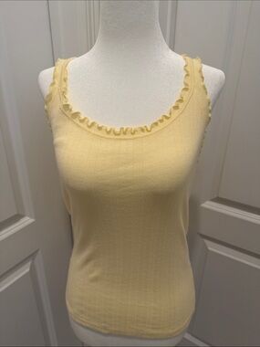 Topshop Pale Yellow Ruffled Scoop Neck Tank